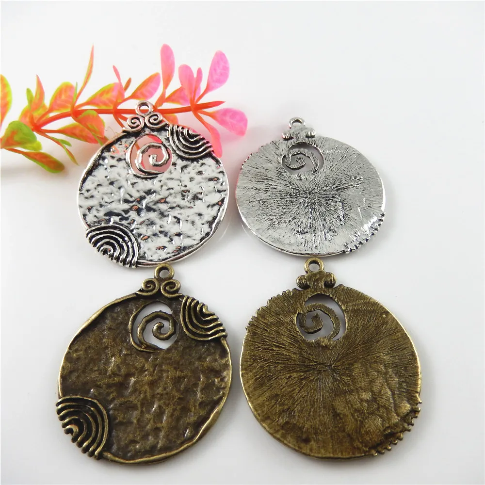 

Julie Wang 1PCS Antique Bronze/Silver Tone Round Alloy Charm Pendants Crafts Jewelry Accessory Finding Charms 48*45mm