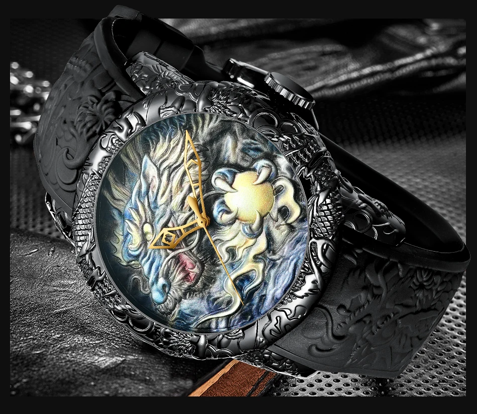 Топ бренд MEGALITH модные часы мужские спортивные водонепроницаемые мужские наручные часы черные резиновые мужские часы с драконом для мужчин Relogio Masculino