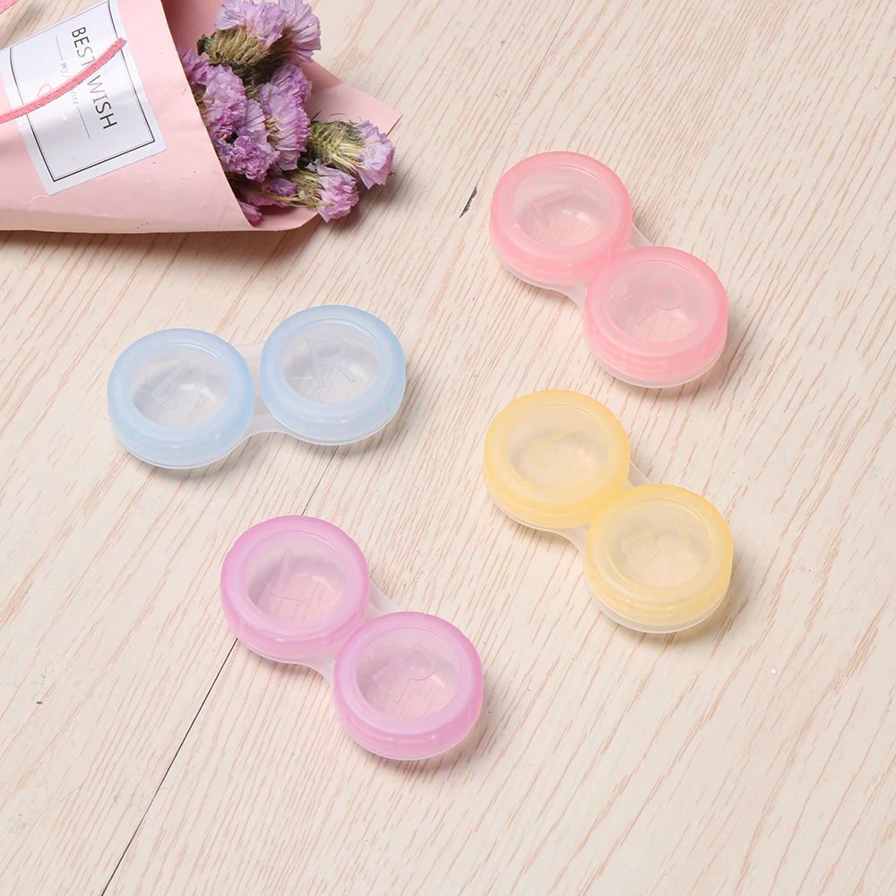 

2018 Random Color Mini Plastic Contact Lens Soak Box Case Holder Portable Lovely Candy Color Eyewear Bag Container Contact Lense