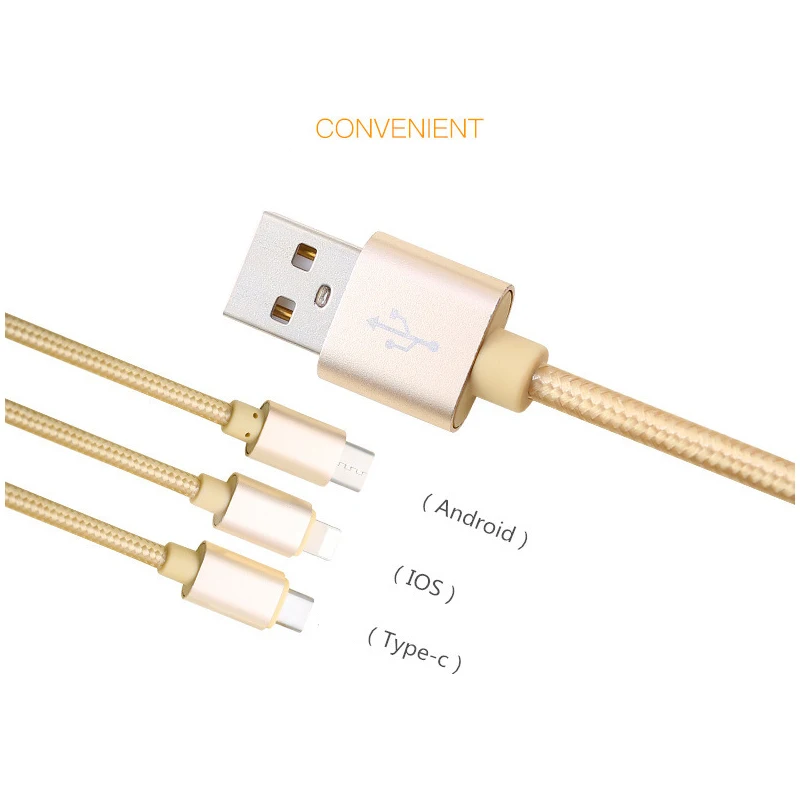 3 в 1 USB кабель для мобильного телефона Android Ios Micro usb type C зарядное устройство iPhone Redmi