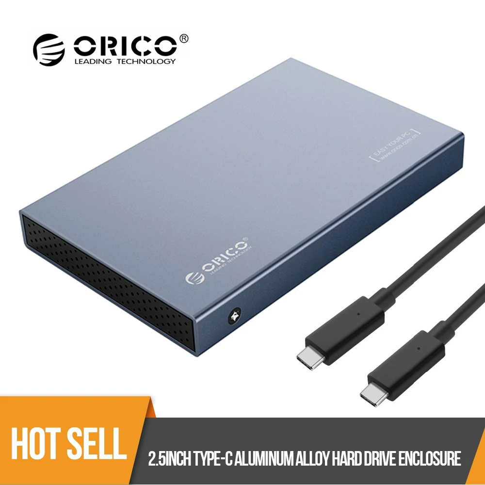 Продажа Чехол для жесткого диска ORICO из алюминиевого сплава USB3.1 Gen2 2,5 type C с поддержкой 7 мм и 9,5 мм с кабелем 50 см C C
