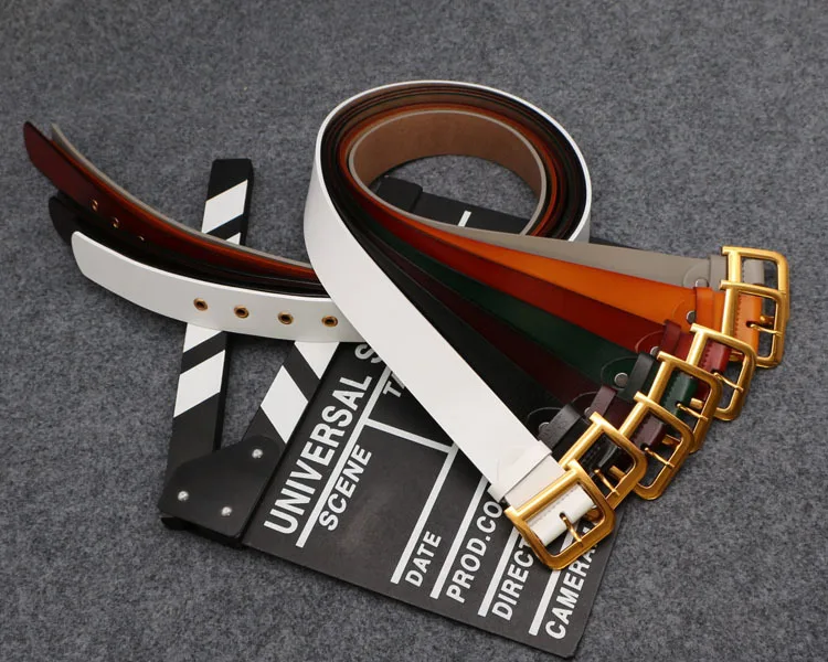Najtaniej 100% paski z prawdziwej skóry luksusowy projektant Metal D pasek na klamrę kobiety dziewczęta retro vintage duży pasek do dżinsów czarny biały czerwony