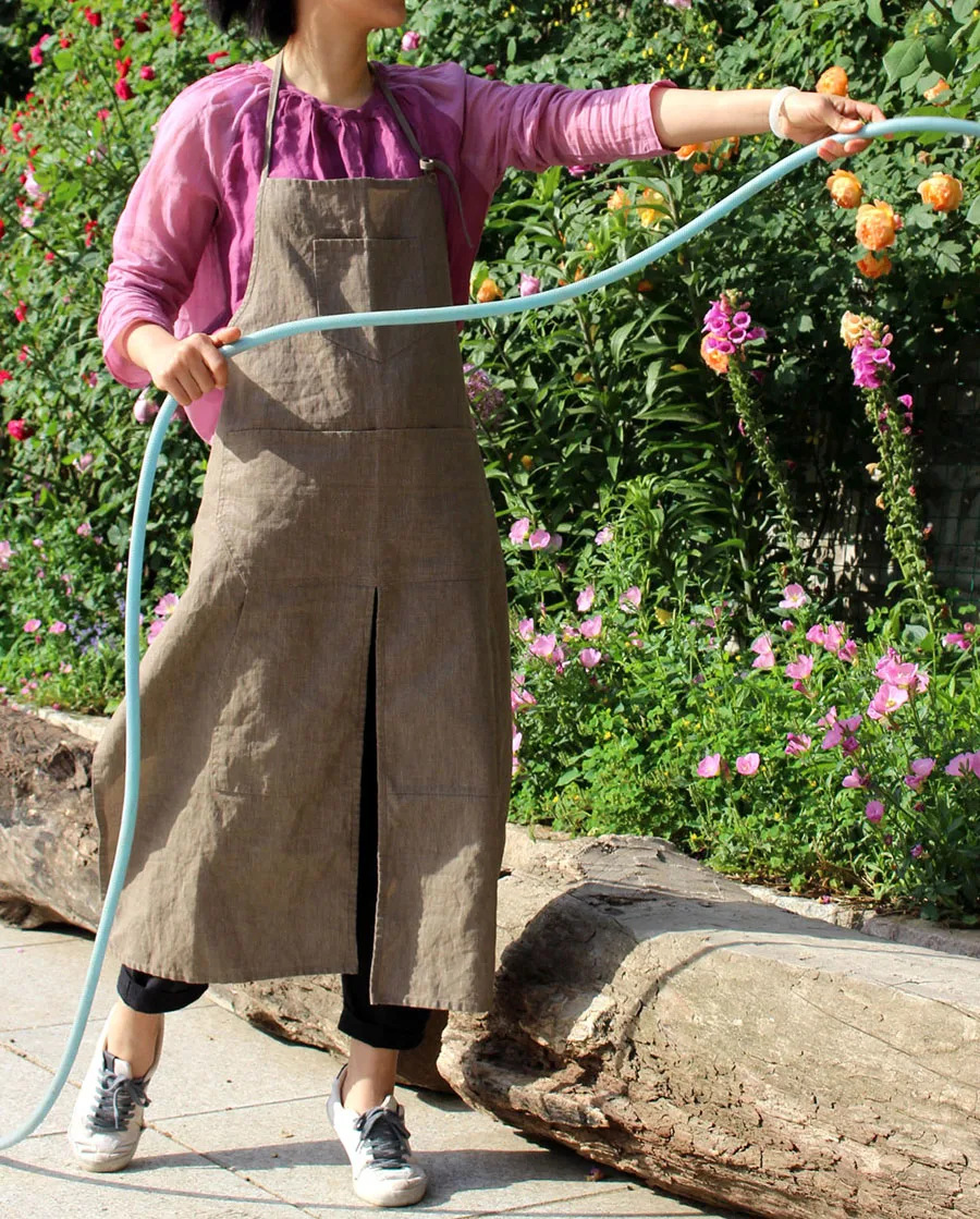 

Linen leg style floral home garden work apron