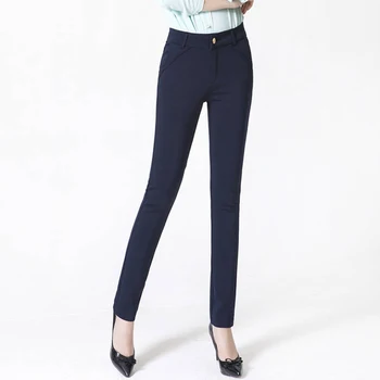 

New 2019 Autumn Women OL Fashion Pants Feminina Elegant Plus Size 5XL Leggings Ladies Vintage Pockets Solid Pencil Trousers X11
