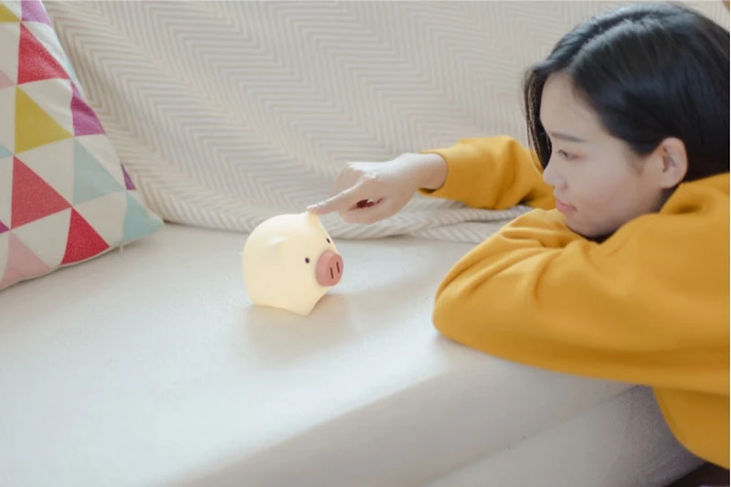 Creative Silicone Pig LED Night Light USB Charging Cute Table Lamp Bedroom Cartoon Toy for Kid Bedside Timing Sleep With Light (17)