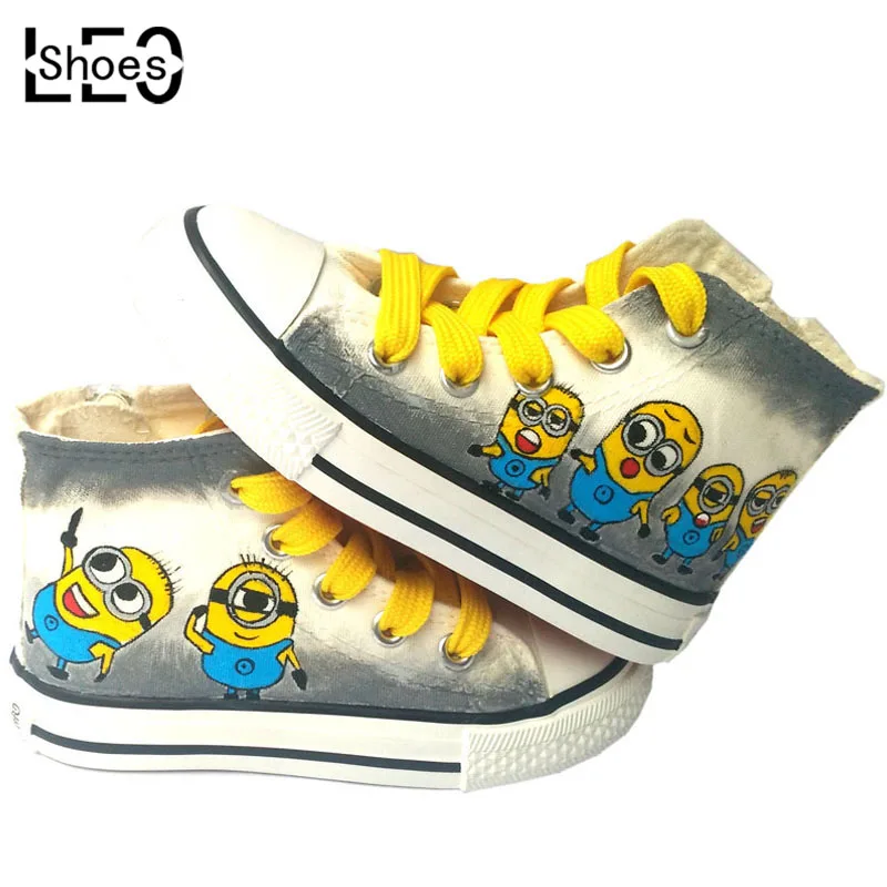 

Cartoon Character Minions Baby Graffiti Toddler Shoes Child Boy Girl Despicable Me Casual Sneakers Infant Minion Painted Shoes