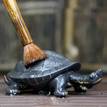 Натуральная фиолетовая глина Чай домашних животных ручной работы скульптура с орнаментов Чай черепаха для долголетия играть головка может двигаться