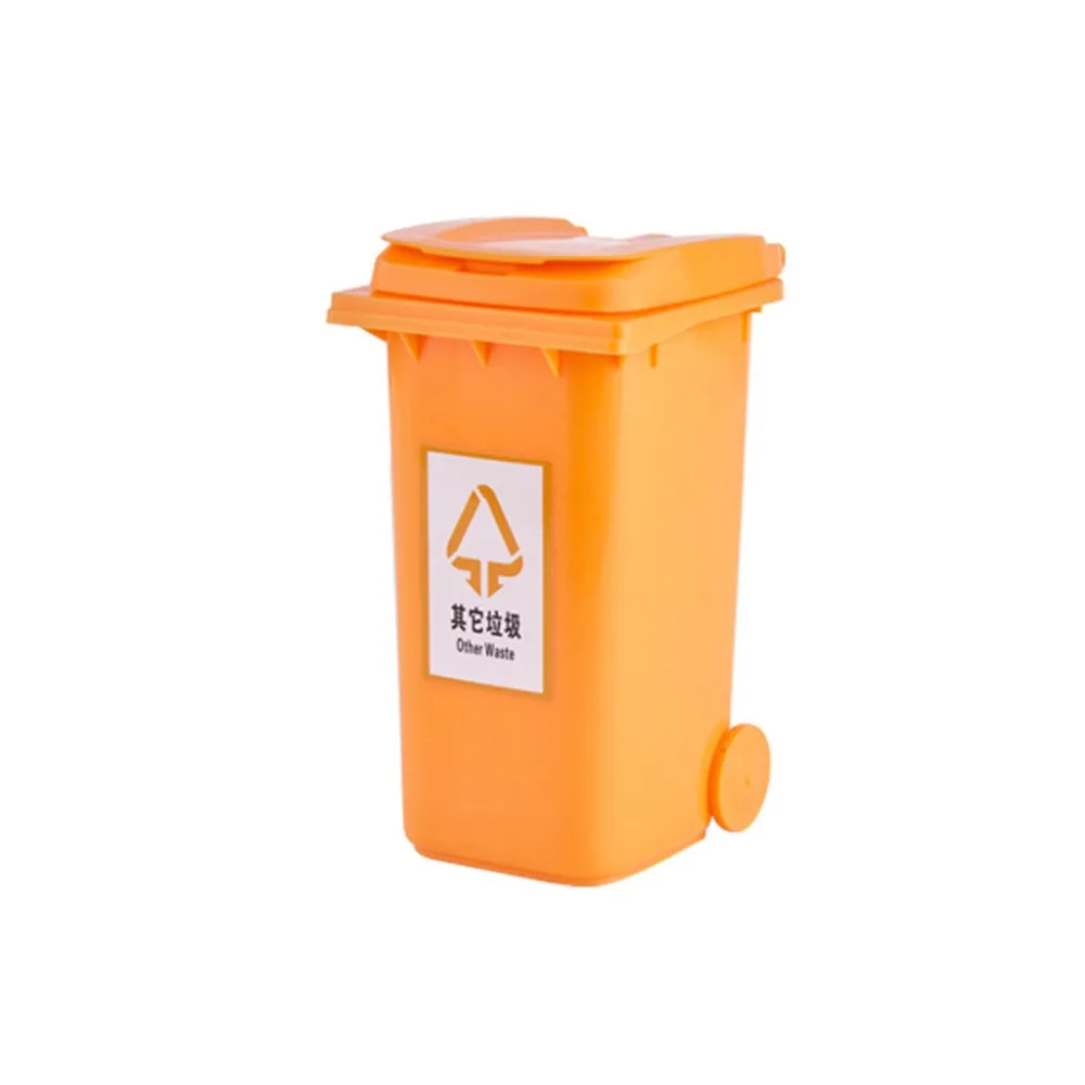 Plastic Waste Bins Pen Dustbin Mini Trash Can Toy Garbage Truck Cans With Lid Stationery Holder Rubbish Garbage#22