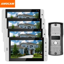 7 Inch Video Door Phone Intercom Doorbell System Night Vision Aluminium alloy pinhole Camera 4-Monitor Video Door Bell Kit