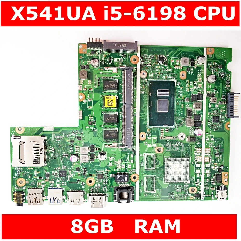 

X541UA MB._8G/I5-6198DU/AS 8GB RAM Mainboard REV2.0 For ASUS X541UVK X541UA X541UV Laptop motherboard 100% Tested free shipping