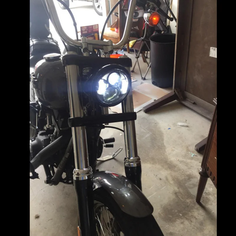  Motorcycle 5-34 5.75 Round LED Projection Daymaker Headlight DRL for Harley Davidson Headlamp  (10)