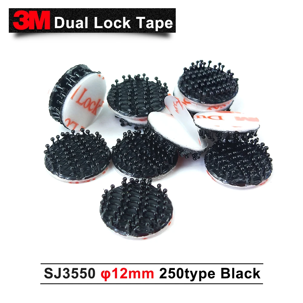 

12mm Circle die cut 3M Dual Lock SJ3550 Black Type 250/ Self Adhesive Reclosable Fastener Tape 30pcs/lot