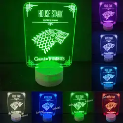 Рождественский подарок Игра престолов дом Старк Winterfell 3D светодио дный акриловые светодиодный ночник Touch 7 цветов изменить настольная лампа