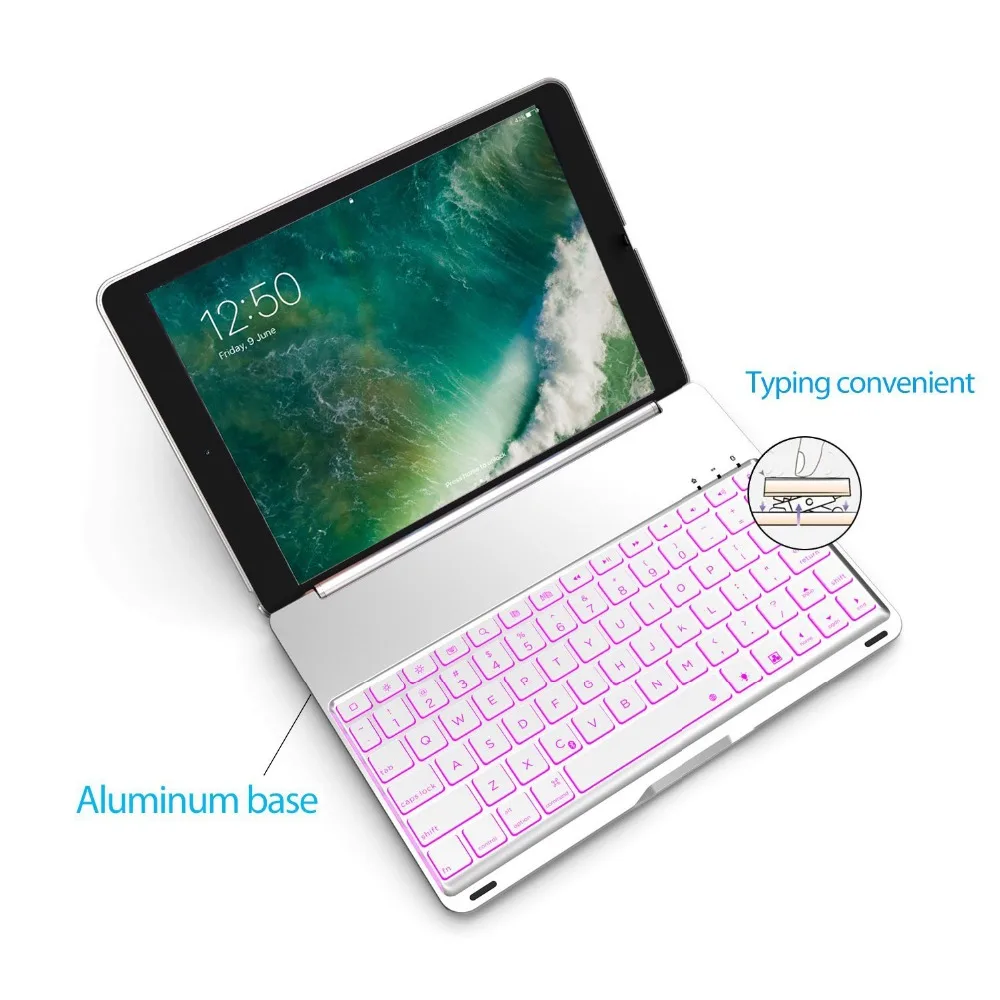 Loufu клавиатура с подсветкой для iPad Pro 10,5 чехол алюминиевый чехол для iPad 10,5 клавиатура Bluetooth Беспроводная для A1701 A1709