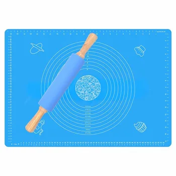 

Facemile Silicone Mat Dough Mat Non-Stick Silicone Pad Rolling Pin Set Cushion Kneading Dough Pad Pastry Tray Cake Kitchen Tools