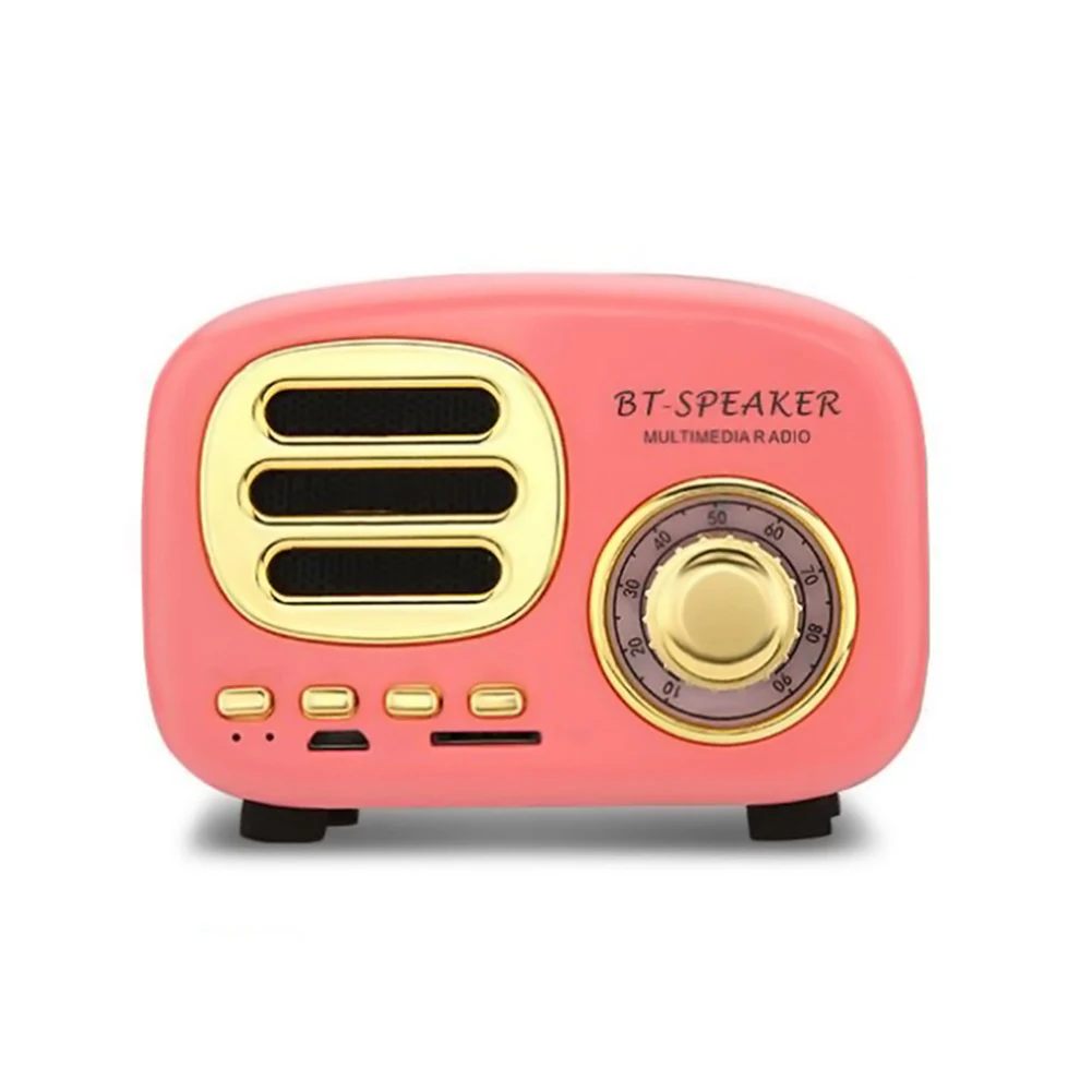 Pink color Ретро Bluetooth динамик Портативный Мини Винтаж бас Ностальгический тяжелый бас 3D стерео звук громкий динамик USB/TF карта музыкальный плеер - Цвет: Pink color