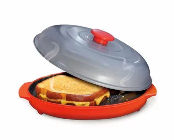 

2018 Hot Reheatza Microwave Grill Pan Microwave Crisper Plate with Lid for Microwave Cooking/Grilling Oven for dropshipping