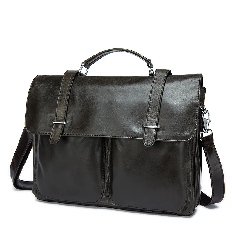 

DALFR Cowhide Bags for Men 19 Inch European and American Style Briefcase Solid Messenger Bags Laptop Bags Genuine Leather