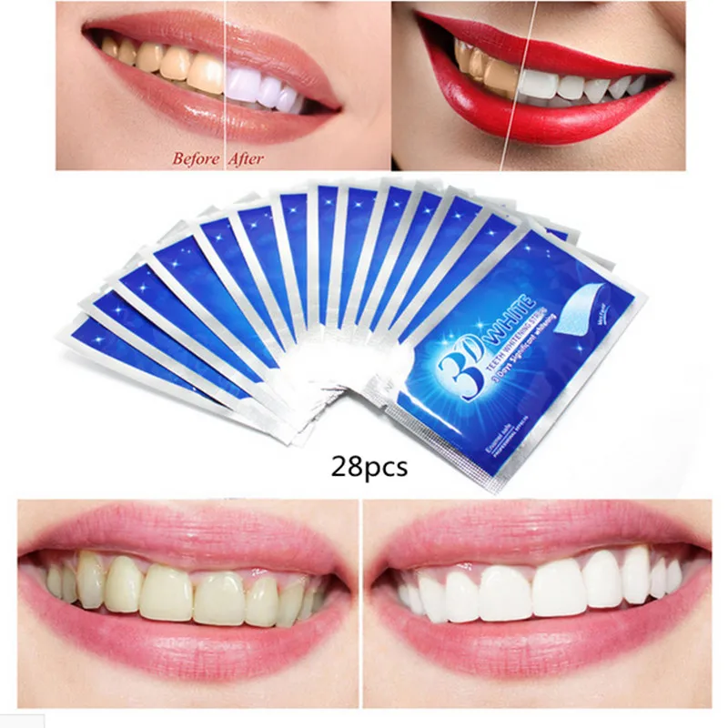 14Pairs 3D Teeth Whitening Strips White Gel Professional Oral Hygiene