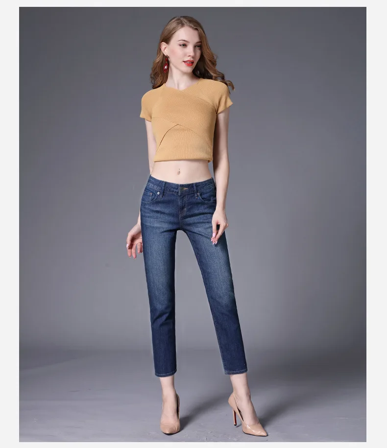 Высокая талия джинсы для женщин женщина 2018 лето осень узкие ботильоны Длина Винтаж повседневное прямые джинсы джинсовые брюки для женщин