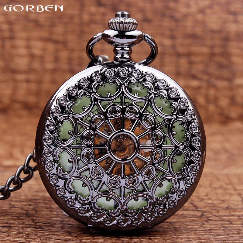 New Retro Design Hollow Men Pocket Watches Luminous Dial Mechanical