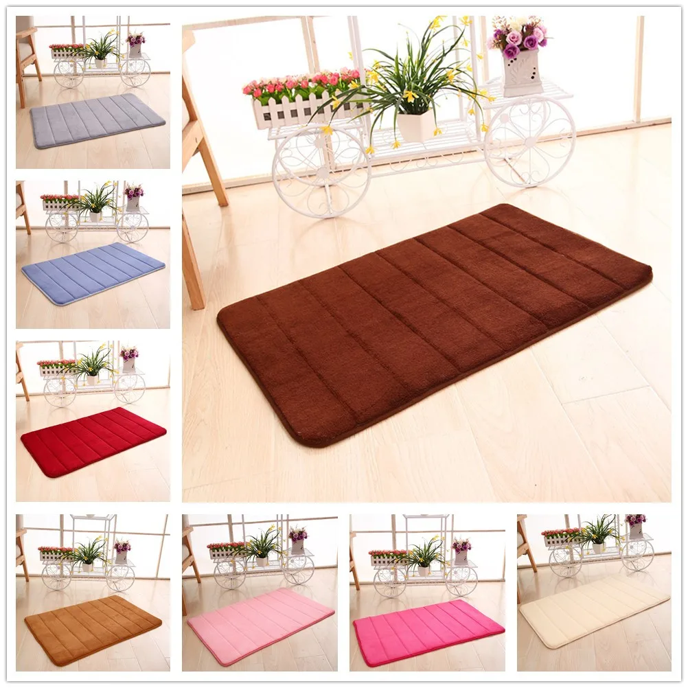 

40x60cm Door Mat Bathroom Rug Kitchen Door Floor Coral Foam Non-Slip Back Rug Soft Bathroom Carpet Memory Foam Bath Mat