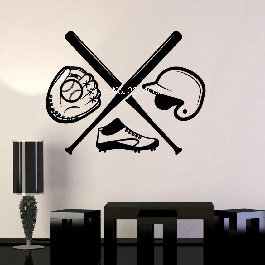 Baseball Boys Room Sport Bat Sports Fan Art Wall Stickers Vinyl Murals
