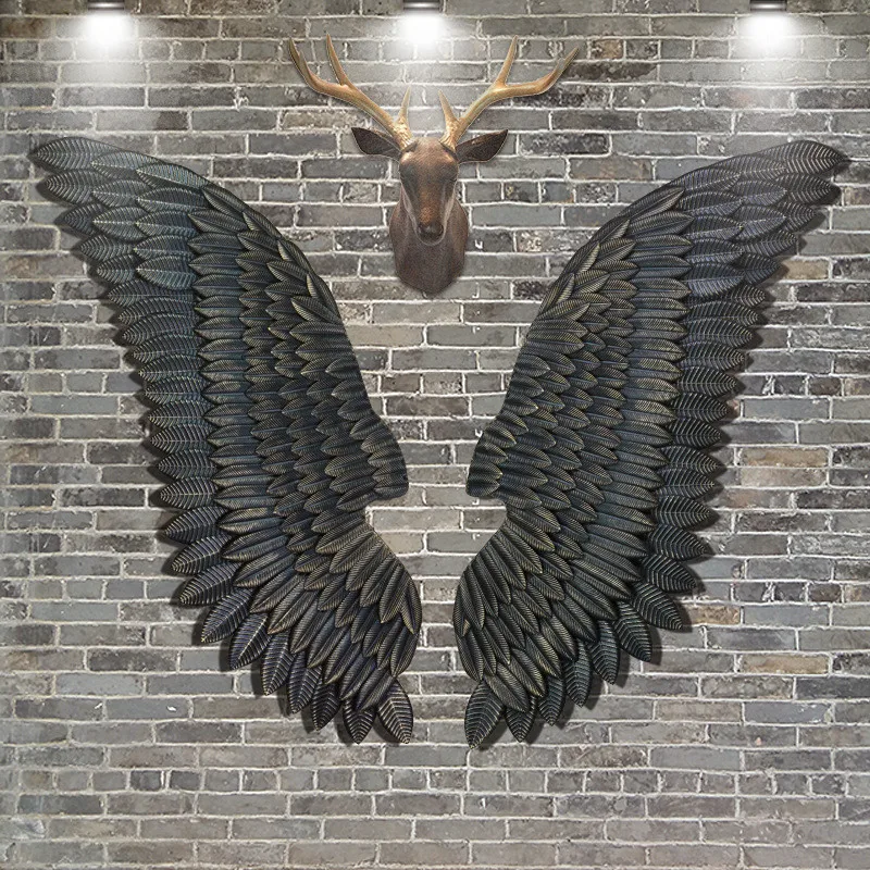 Ретро бар украшение большой железный арт крыло дома стены орнамент Ангел крыло кафе творческое, настенное Прямая поставка