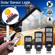 LED Solar Lamp Wall Street Light 30/60W/90W Rada r Induction Outdoor Timing Lamp+Remote Waterproof Security Lamp for Garden Yard
