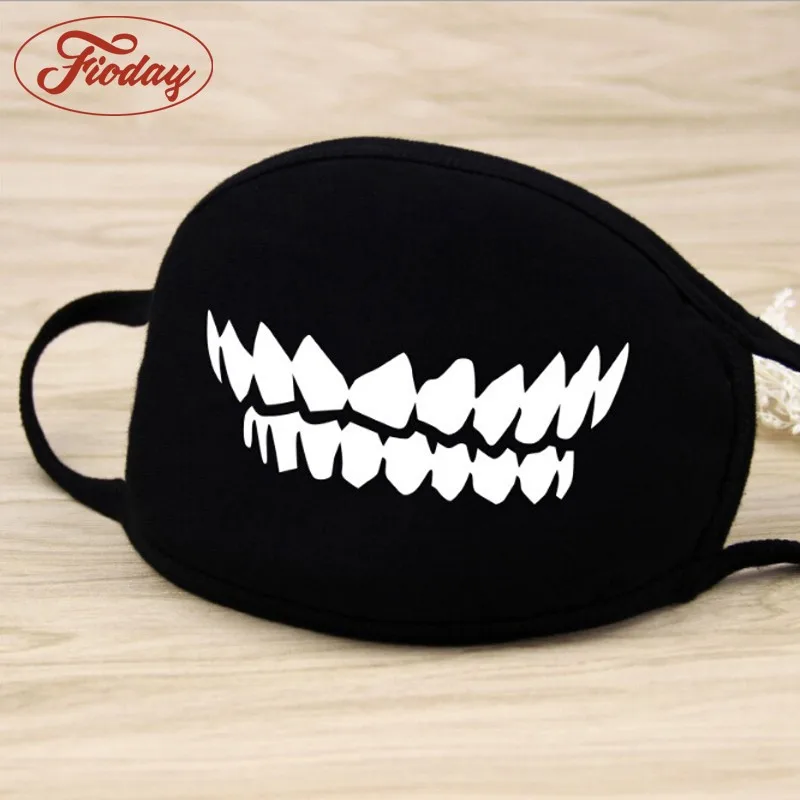 Fashion Unisex Cartoon Pattern Black Cotton Face Mask Cute 3D Print Half Face Mouth Muffle Masks Outdoor Cycling Mask A12D15