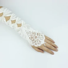 Свадебные перчатки длинный дизайн вышитые кружевные атласные перчатки длинный дизайн вышитые перчатки невесты Аксессуары s10020