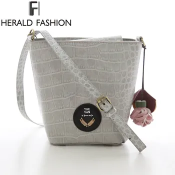 

Bucket Women Bag Tassel Messenger Bags Stone Pattern Cross Body High Quality PU Leather Handbags Summer 2016 New Herald Fashion
