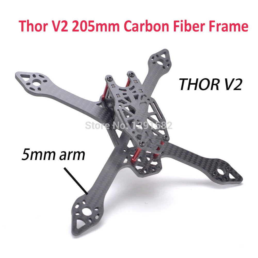 

Thor V2 205mm with 5mm Arm Carbon Fiber Frame Kit X Structure + 5045 Propeller / Motor cover For RC FPV Quadcopter Mini Drone