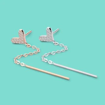 

Fashion Silver Jewelry 925 Sterling Silver Stud Earrings Girl Love Pendant Long Line Design Rose Gold Earrin Not Allergic bijoux
