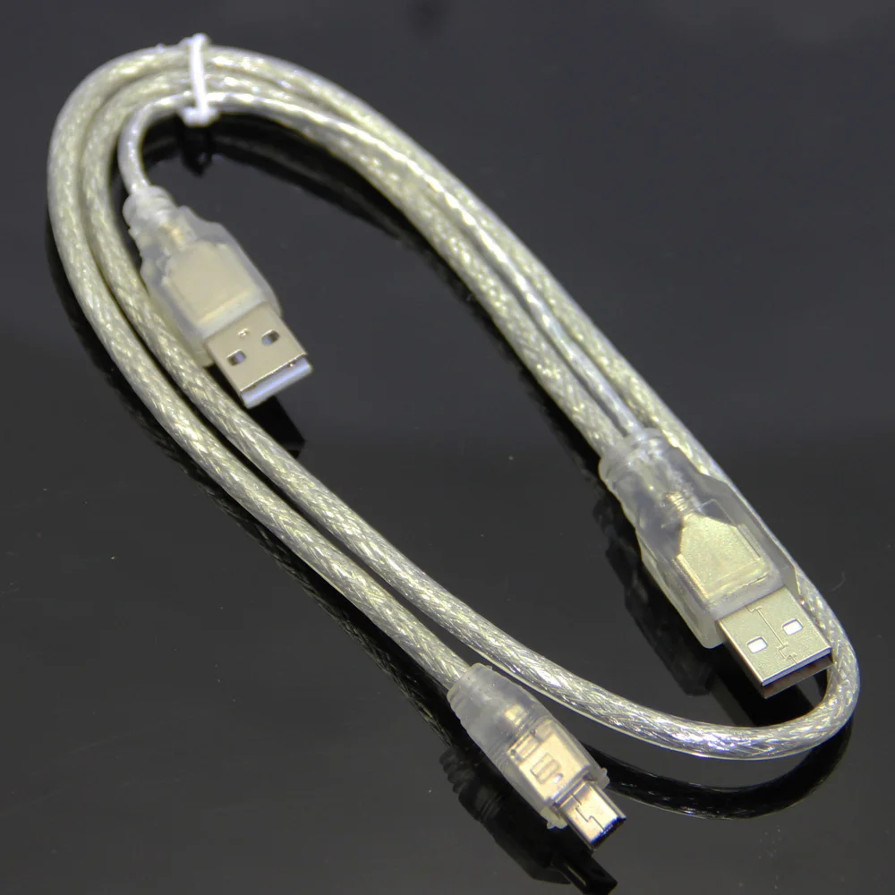 

Bochara 2in1 USB 2.0 Type A Male With USB Power Supply to Mini 5P Male Cable Y Splitter Dual Shielding(Foil+Braided) For HDD