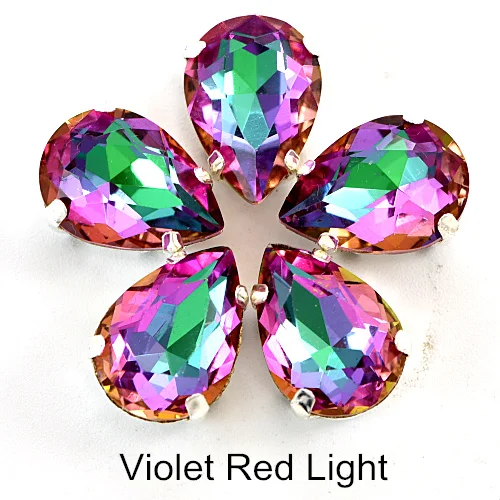 Violet Red Light 20 штук, AAAAA, качественная, Каплевидная форма пришить стразы с когтями 13x18 мм с украшением в виде кристаллов Стекло Стразы для Сделай Сам одежда свадебное платье B1224 - Цвет: Violet Red Light