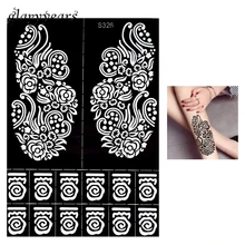 1 шт черный цвет хна трафарет татуировки картина цветок сердце для женщин ноги искусство хна Рисование пастой татуировки трафарет индийский S326
