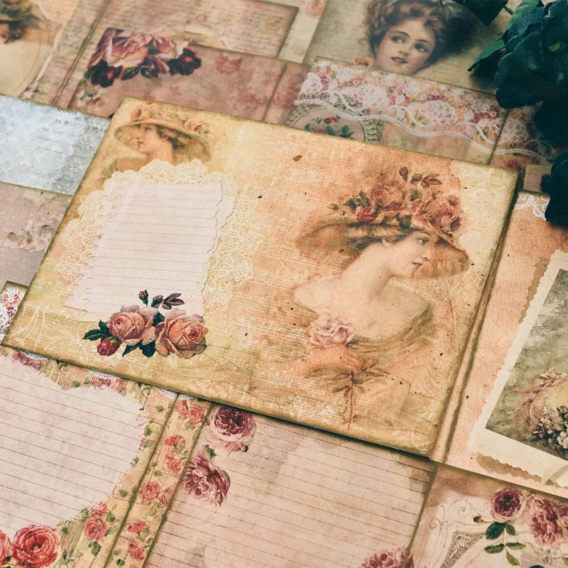 Vintage Elegant Lady Stickers Junk Journal Diary Planner Card Scrapbooking Material Decorative Background DIY Craft Supplies