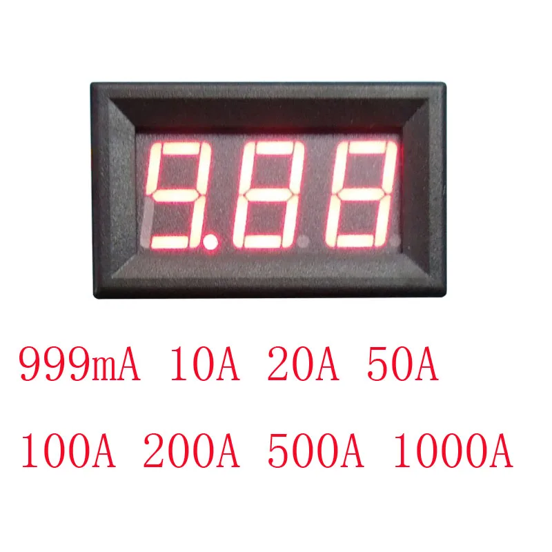 Цифровой амперметр постоянного тока YB27C светодиодный цифровой 999mA 10A 20A 50A 100A 200A 500A