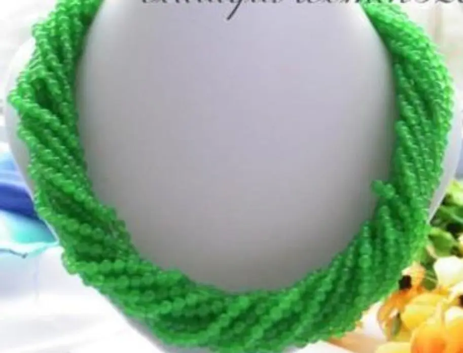 

Hot sale Free Shipping>>9 strands 20 inches 4mm Natural Green Jade Round Beads Necklace AA