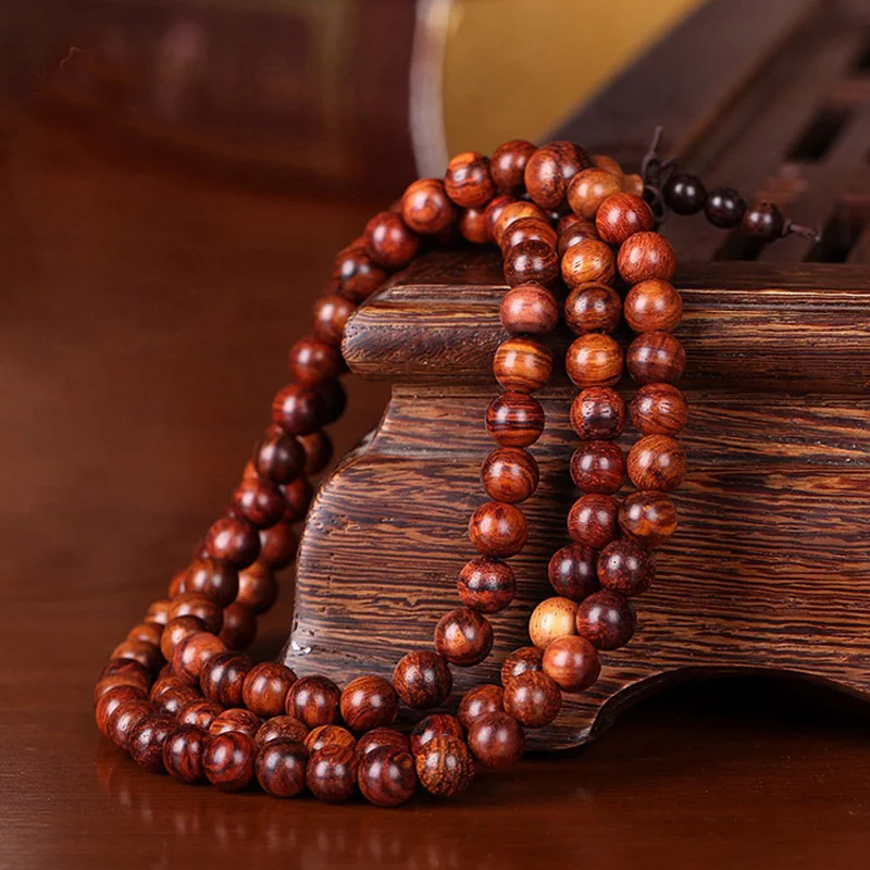 

108pcs Sandalwood Tibetan Buddhist Prayer Beads Bracelets Buddha Mala Rosary Wooden Charm women Bracelet Bangle DIY Jewelry WL90
