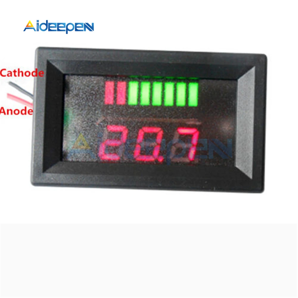 

12V LED ACID Lead Battery Charge Level Indicator Battery Tester Lithium Battery Capacity Meter Tester Voltmeter Dual Display