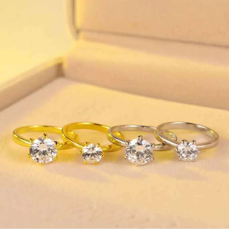 Anenjery классические обручальные кольца 8 мм 6 мм AAA+ циркон кольца для женщин anillos подарок на день Святого Валентина T-R48