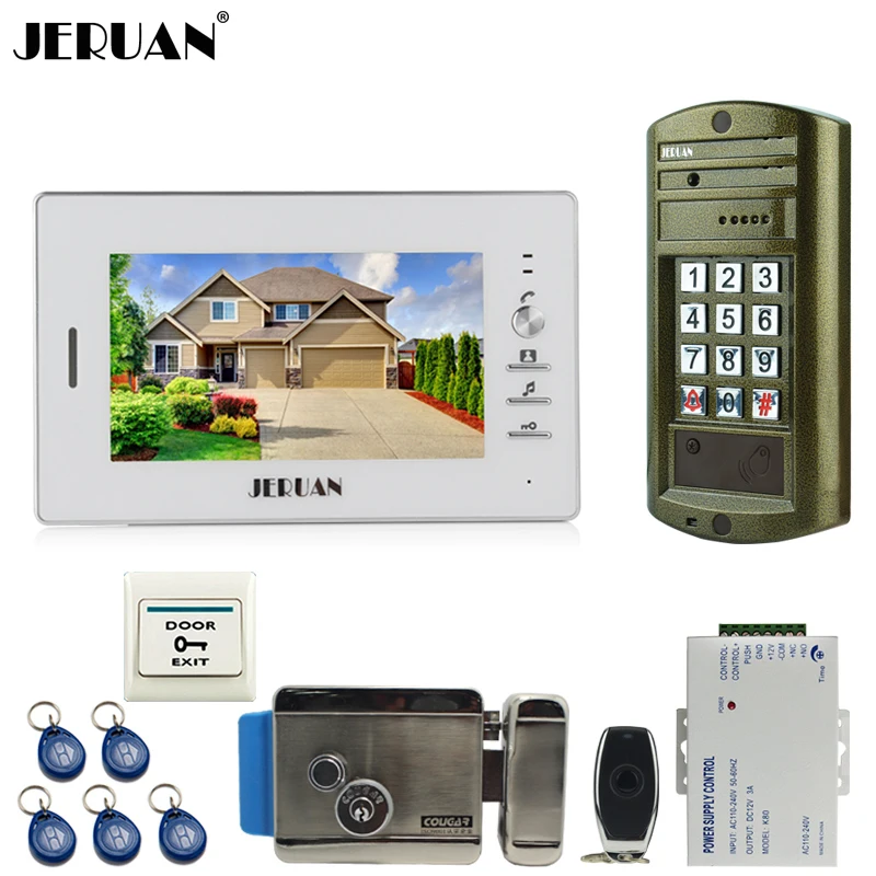 

HOME 7 inch video door phone intercom system kit Metal waterproof password keypad HD Mini Camera + Electronic control lock
