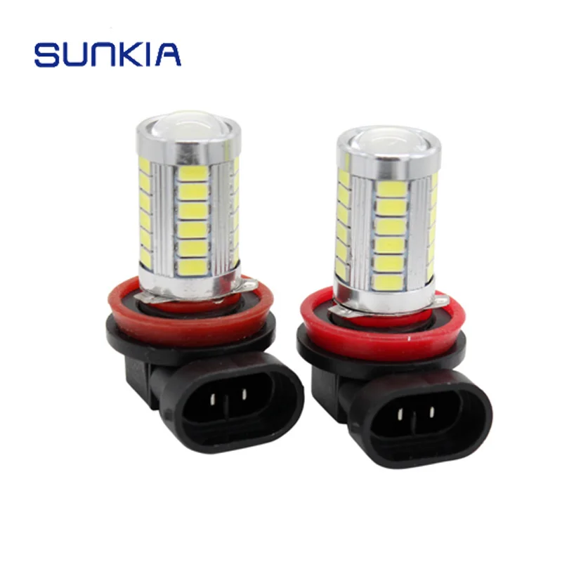 

2Pcs/Pair SUNKIA 12V Car LED Head Fog Light Bulb H8/H11 5630 33 SMD Car Styling Plug& Play Pure White Driving Fog Lamp