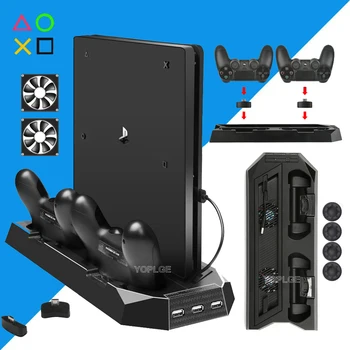 

PS4 Slim Vertical Stand+Cooling Fan+Controller Charger Charging Dock for Sony Playstation 4 PS 4 Slim Console Games Accessories