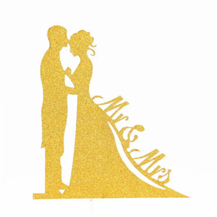 H117 Cake Topper Свадебные топперы Mr Mrs, свадебные украшения, свадебные топперы для жениха и невесты, вечерние серебряные топперы для кексов, топперы для торта, свадебные топперы - Цвет: H117 Cake Topper