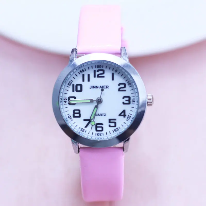 

2018 new kids simple face quartz watch little boys and girls learn to time casual leather watch birthday Xmas gift clock