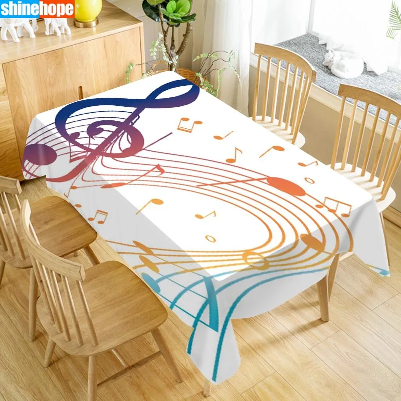 

Custom Music Note Table Cloth Oxford Print Rectangular Waterproof Oilproof Wedding Table Cover 100X140cm,140X250cm