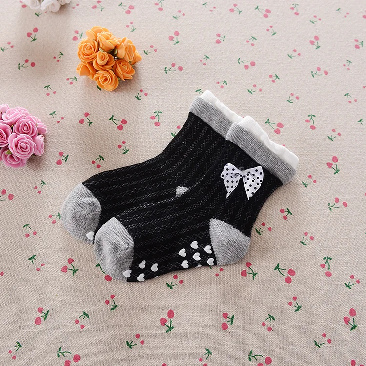 Г. носки с бантом для маленьких девочек Нескользящие chaussettes, хлопковые носки для маленьких детей meias sokken